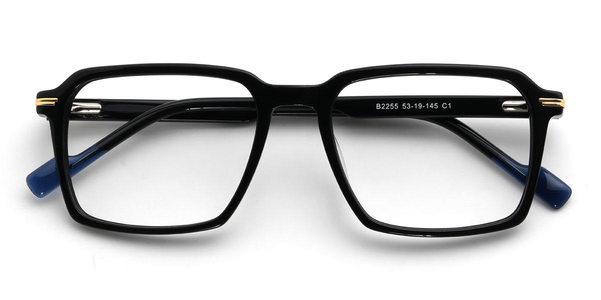 Black Vincenzo Glasses - Rectangle Glasses