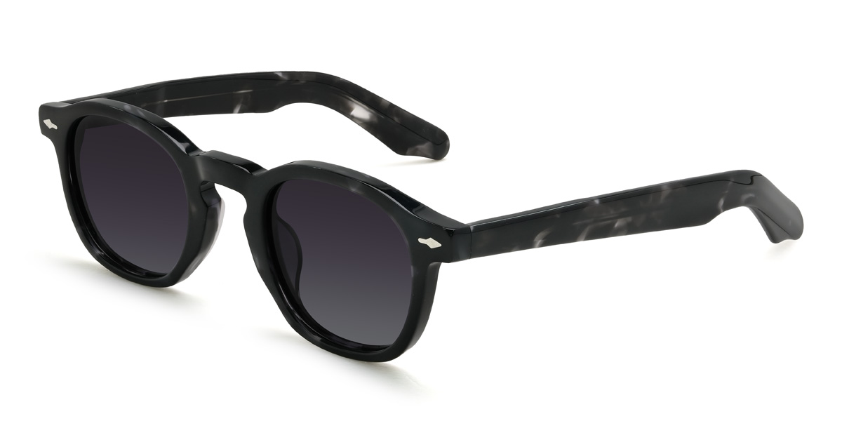 Black Gradual Purple Breyon Glasses - Oval Sunglasses