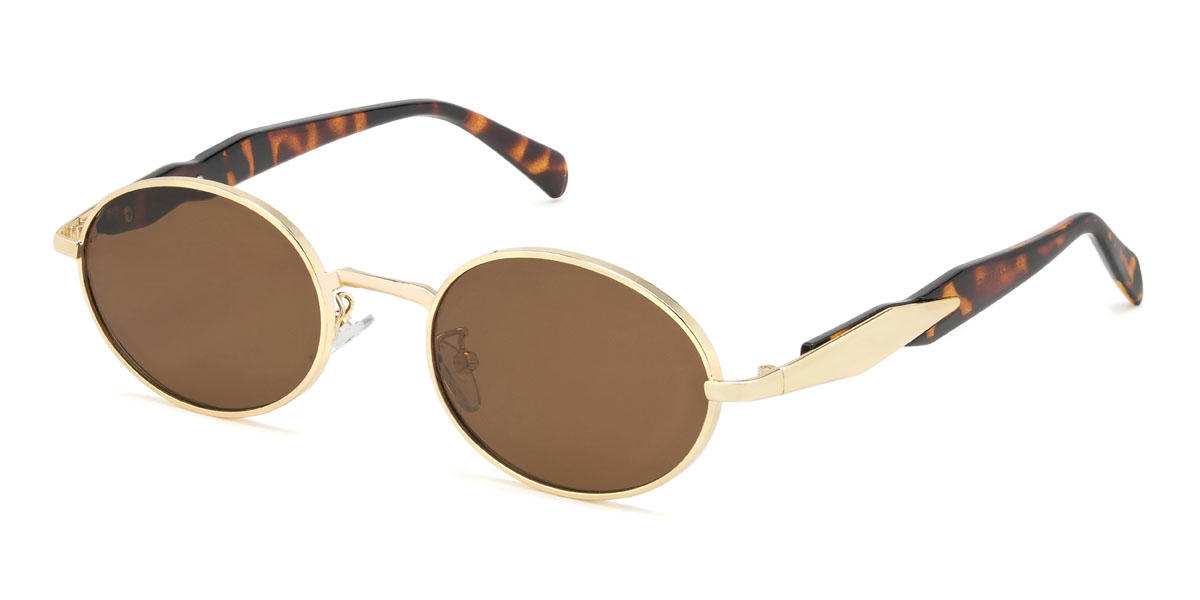 Gold Braun Jaelynn Brille - Oval Sunglasses