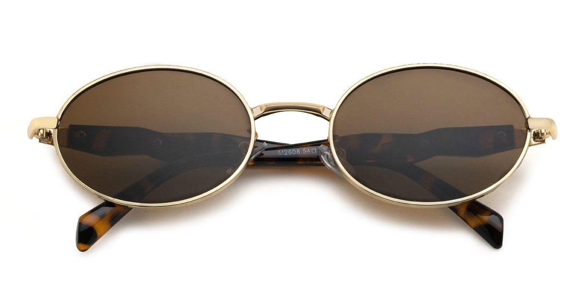 Gold Braun Jaelynn Brille - Oval Sunglasses