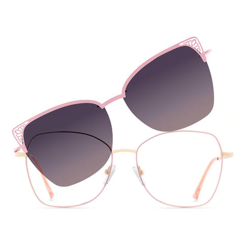 Rózsaszín Maliah - Cat Eye Clip-On Sunglasses