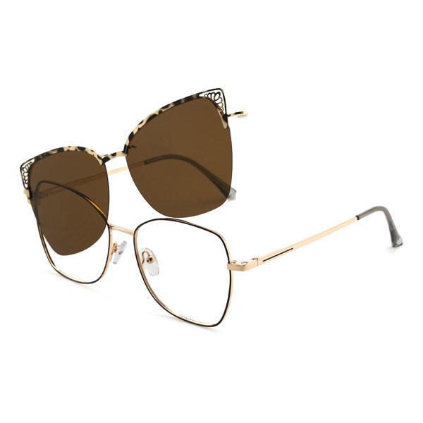 Schwarz Maliah Brille - Cat Eye Clip-On Sunglasses