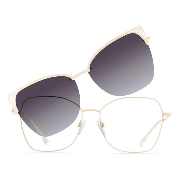 Cream Maliah Glasses - Cat Eye Clip-On Sunglasses