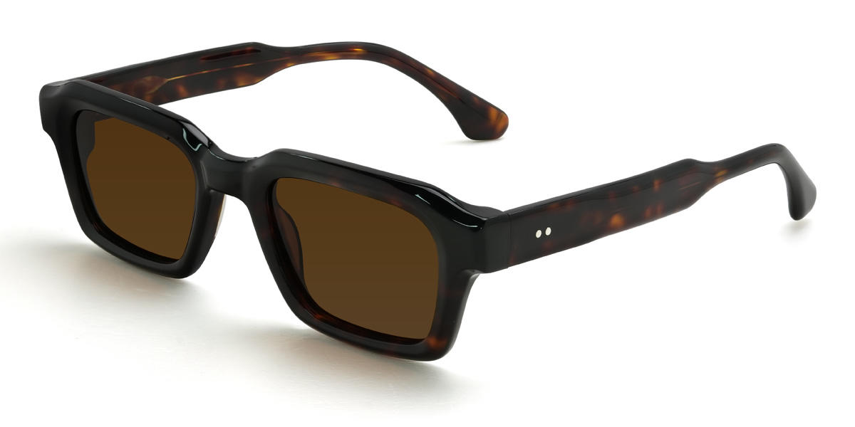 Écaille de tortue Marron Maizie Lunettes - Rectangle Sunglasses