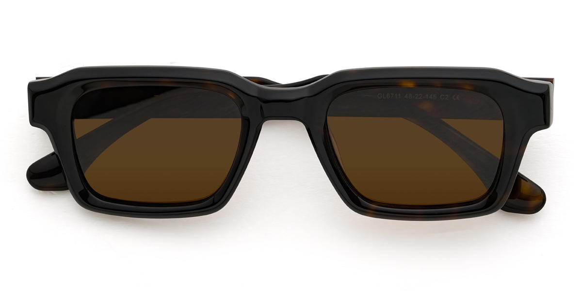 Écaille de tortue Marron Maizie Lunettes - Rectangle Sunglasses