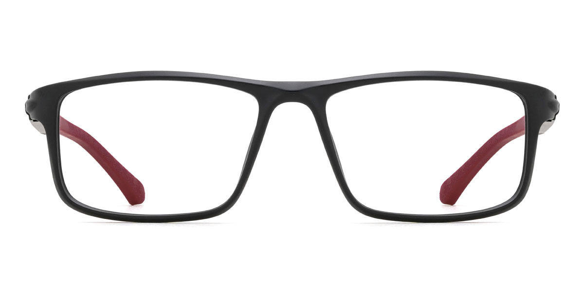 Schwarz Rot Keelah Brille - Rectangle Glasses