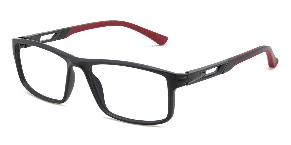 Schwarz Rot Keelah Brille - Rectangle Glasses