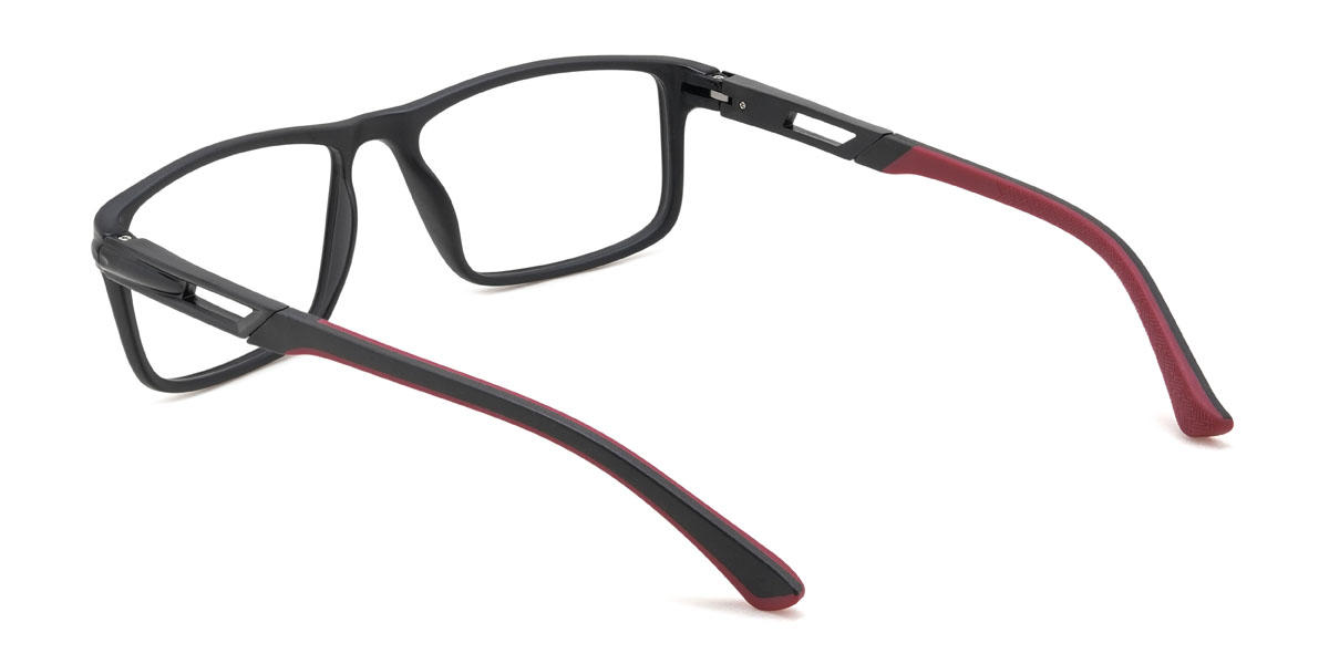 Schwarz Rot Keelah Brille - Rectangle Glasses