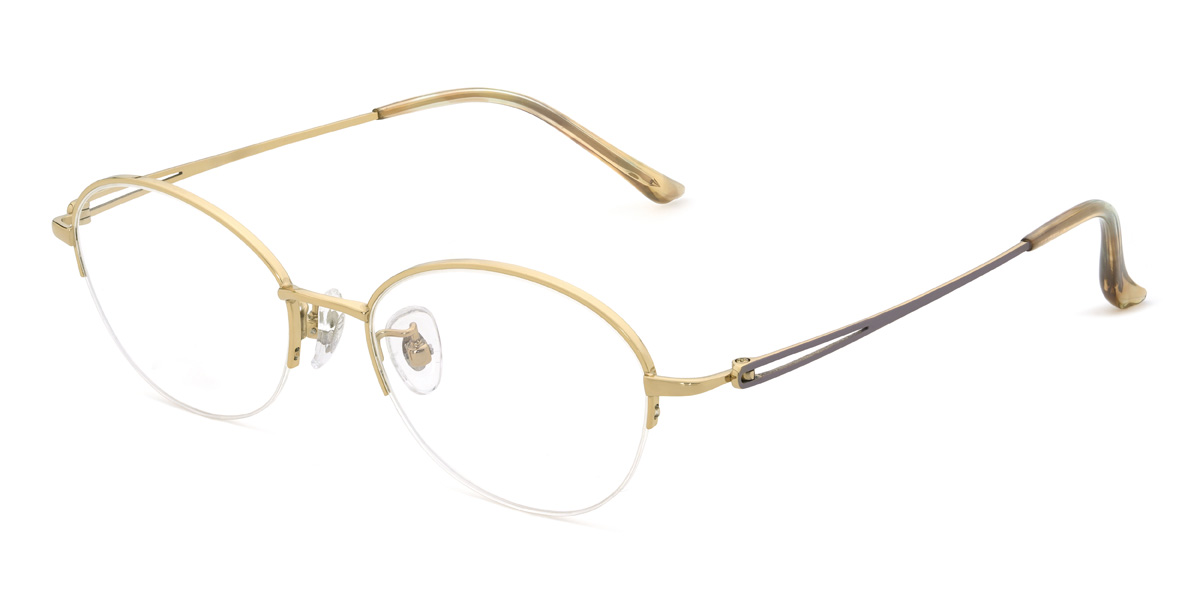 Gold Khamari Glasses - Oval Glasses