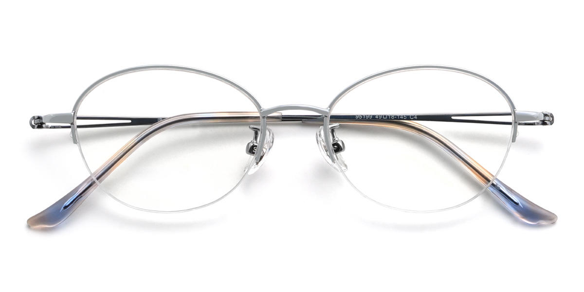 Silver Khamari Glasses - Oval Glasses
