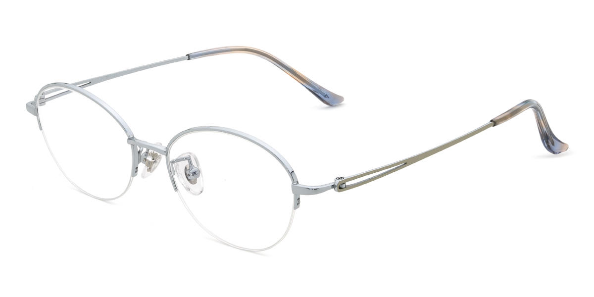 Silver Khamari Glasses - Oval Glasses
