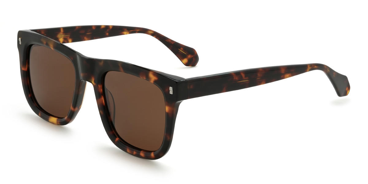 Tortoiseshell Brown Matheo Glasses - Square Sunglasses