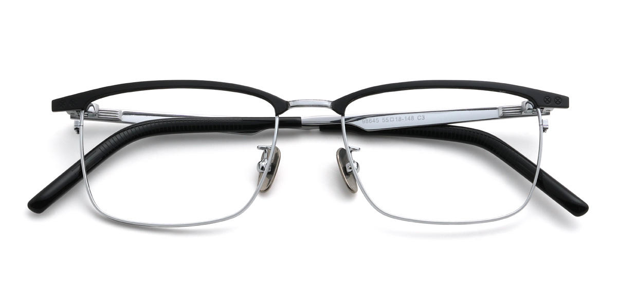 Black Silver Xolani Glasses - Rectangle Glasses