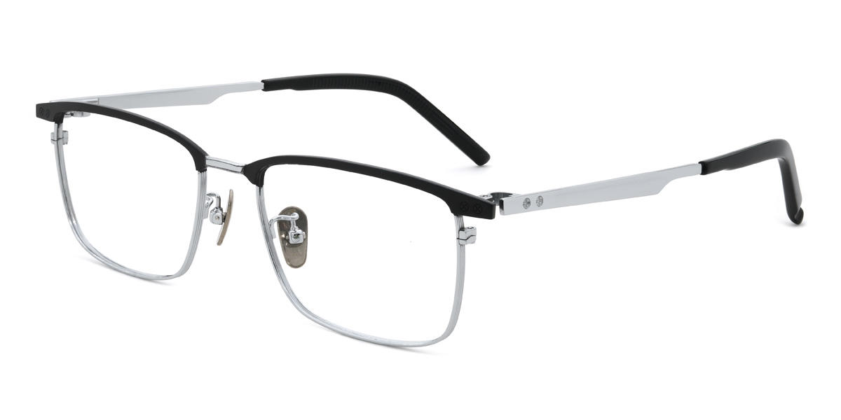 Black Silver Xolani Glasses - Rectangle Glasses