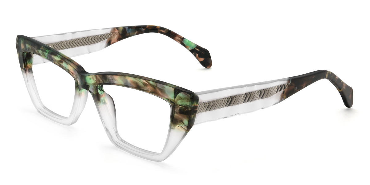 Zelená korytnačia sivá Mattie Okuliare - Cat Eye Glasses