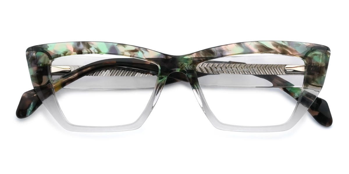 Zelená korytnačia sivá Mattie Okuliare - Cat Eye Glasses