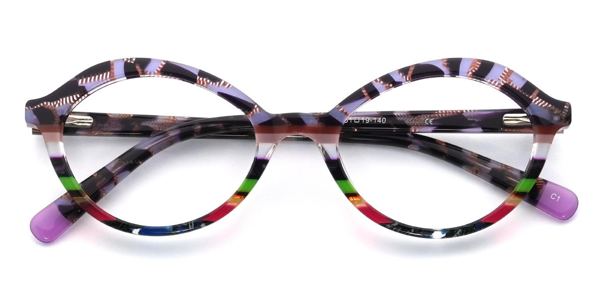 Violet Écaille de tortue Multicolore Alfredo Lunettes - Oval Glasses
