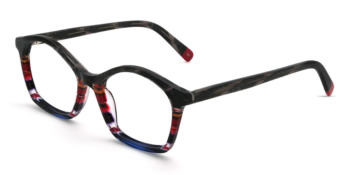 Black Tortoiseshell Multicolored Kanan Glasses - Oval Glasses