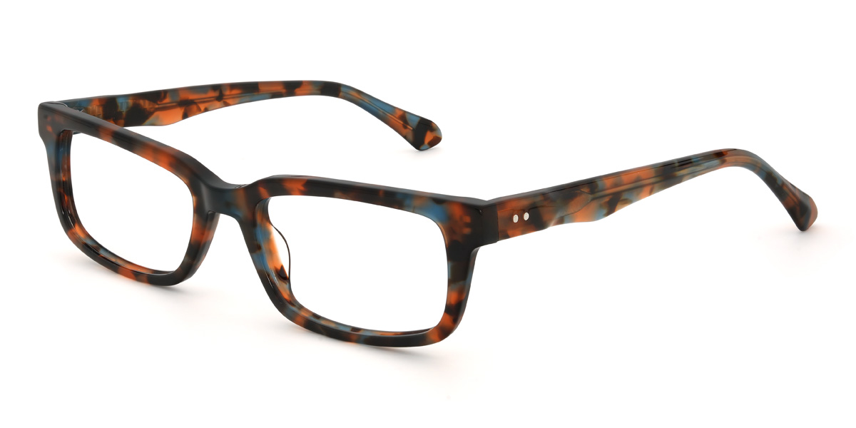 Orange bleu Écaille de tortue Zaira Lunettes - Rectangle Glasses