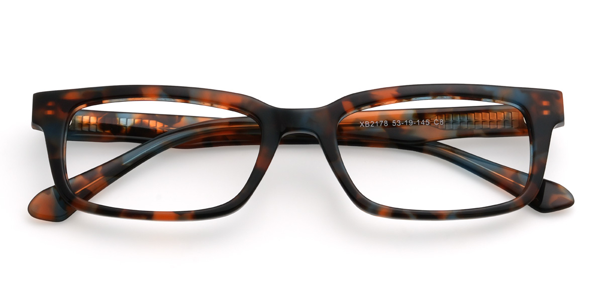 Orange bleu Écaille de tortue Zaira Lunettes - Rectangle Glasses