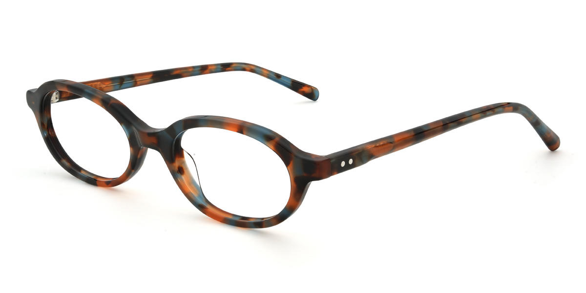 Orange Blau Schildpatt Kenan Brille - Rectangle Glasses