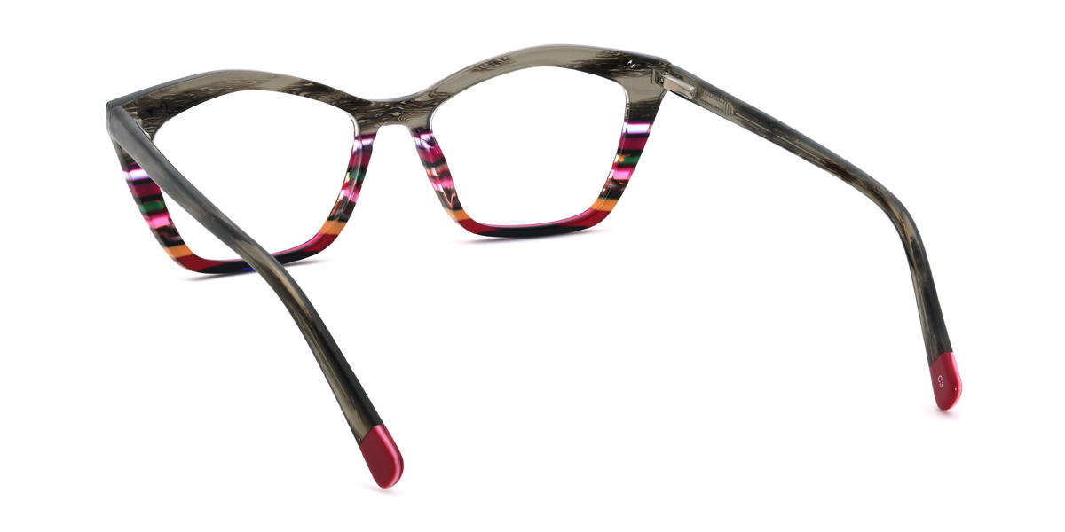 Grey Multicolored Zarah Glasses - Cat Eye Glasses