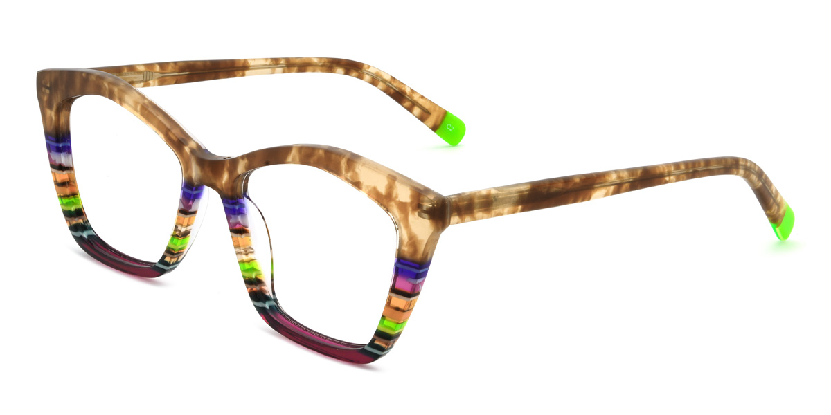 Tawny Tortoiseshell Multicolored Zarah Glasses - Cat Eye Glasses