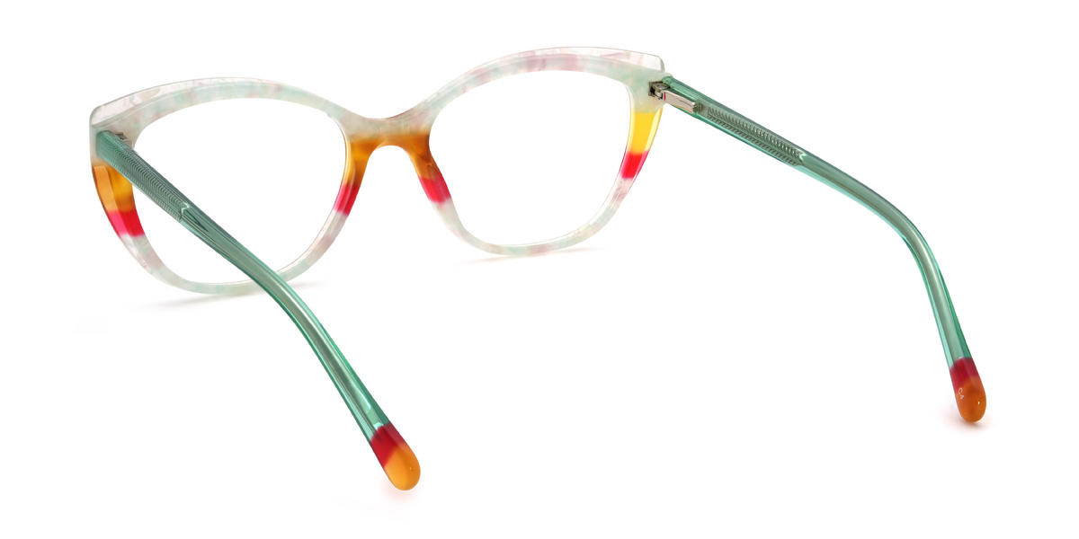 Green Pink Tortoiseshell Blaise Glasses - Oval Glasses