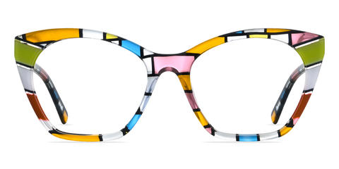 Blue Green Orange Madalyn - Cat Eye Glasses