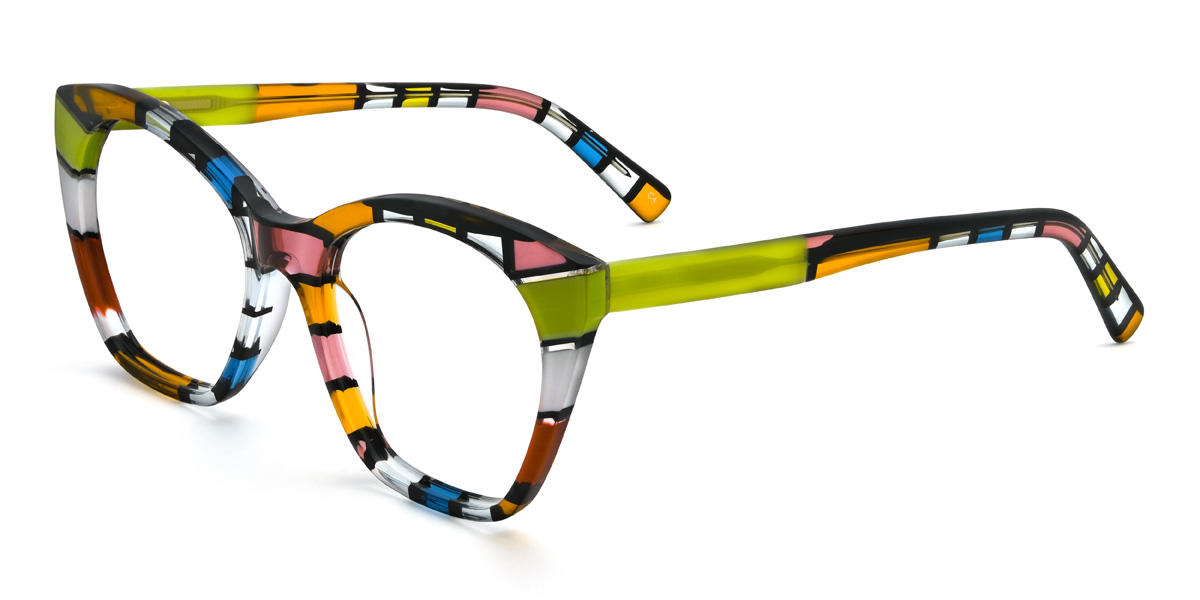 Blue Green Orange Madalyn Glasses - Cat Eye Glasses