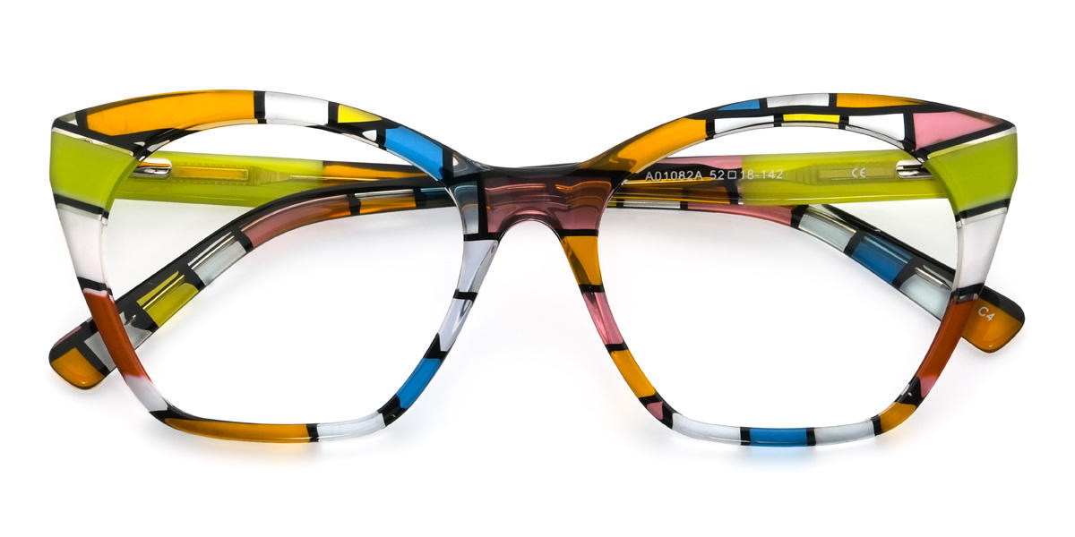 Blue Green Orange Madalyn Glasses - Cat Eye Glasses