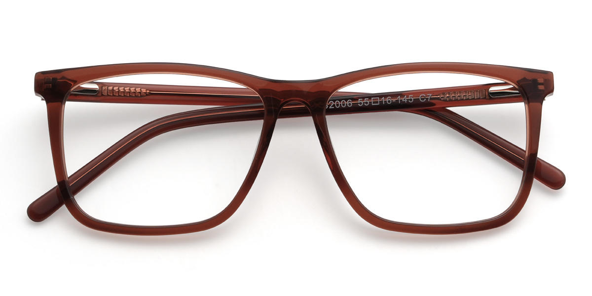 Red brown Cedric Glasses - Rectangle Glasses