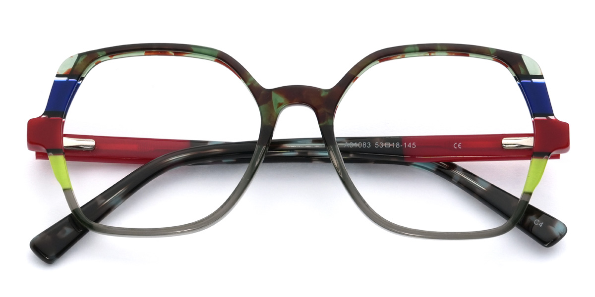 Green Tortoiseshell Grey Jurnee Glasses - Square Glasses