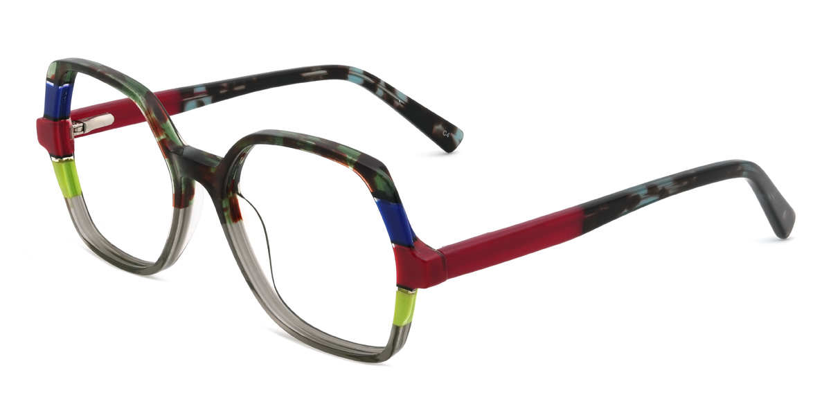 Green Tortoiseshell Grey Jurnee Glasses - Square Glasses