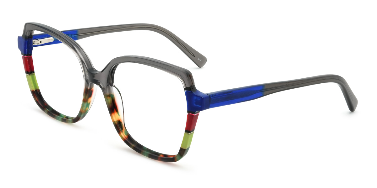 Grey Green Tortoiseshell Zymir Glasses - Square Glasses