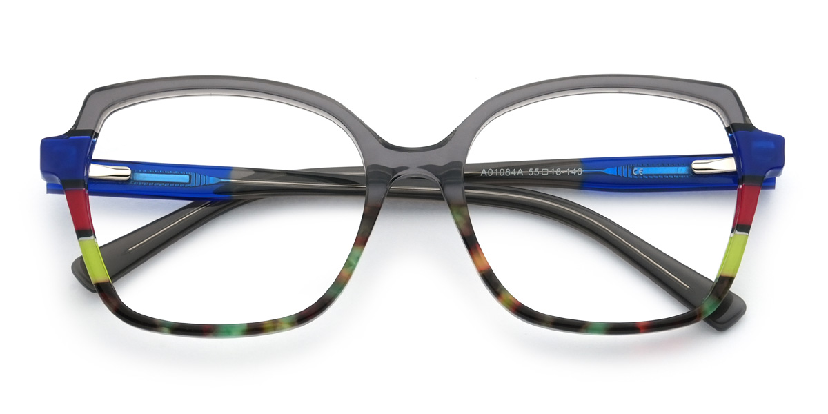 Grey Green Tortoiseshell Zymir Glasses - Square Glasses
