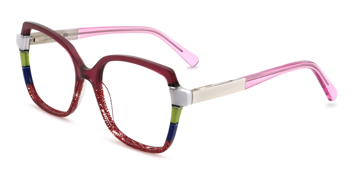 Purplish Red Zymir Glasses - Square Glasses