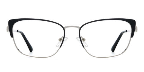 Schwarz Silber Fateema - Rectangle Glasses