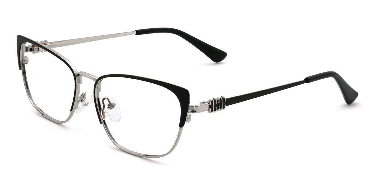 Schwarz Silber Fateema Brille - Rectangle Glasses
