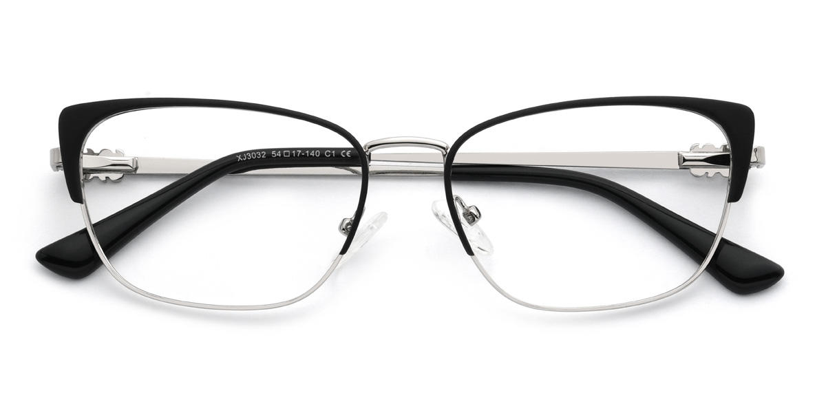 Schwarz Silber Fateema Brille - Rectangle Glasses