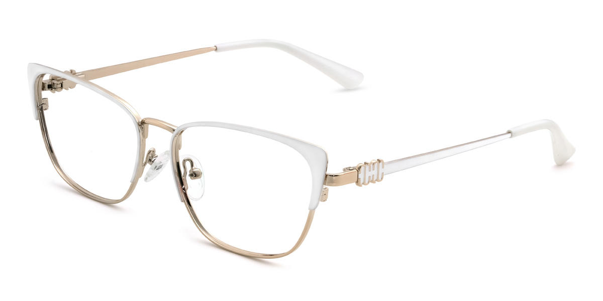 Gold White Fateema Glasses - Rectangle Glasses