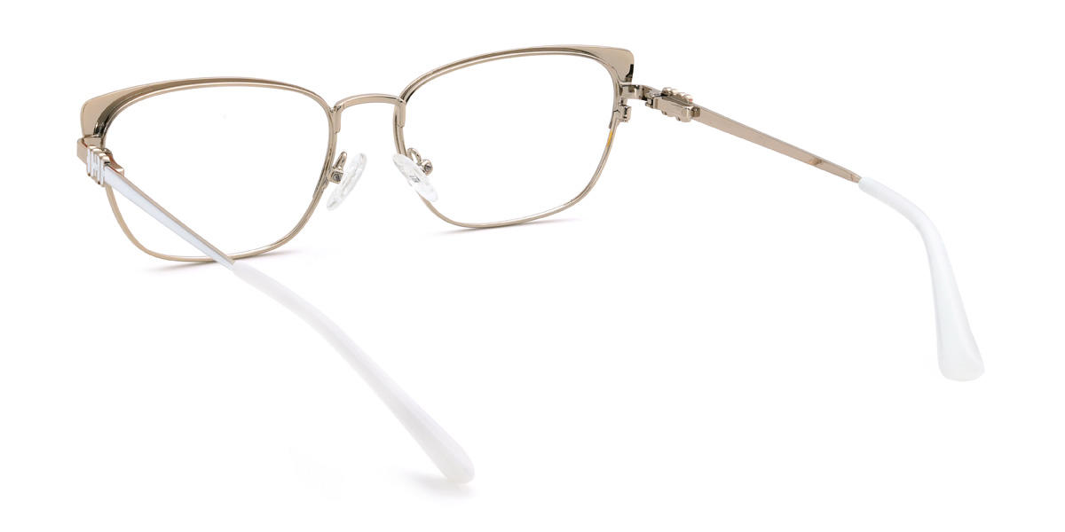Gold White Fateema Glasses - Rectangle Glasses