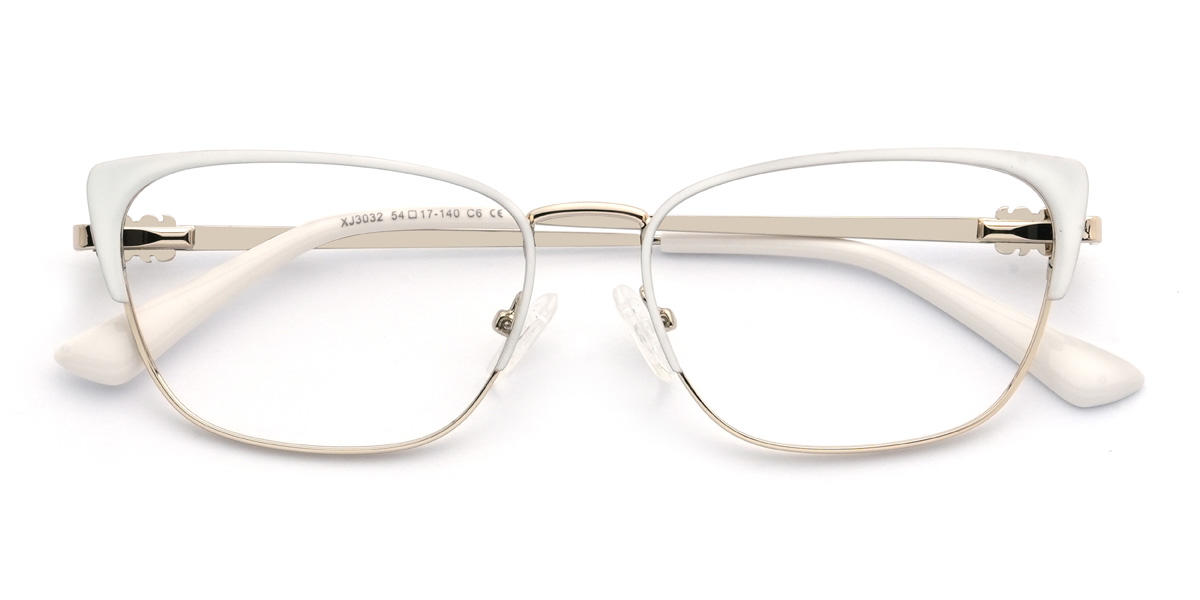 Gold White Fateema Glasses - Rectangle Glasses