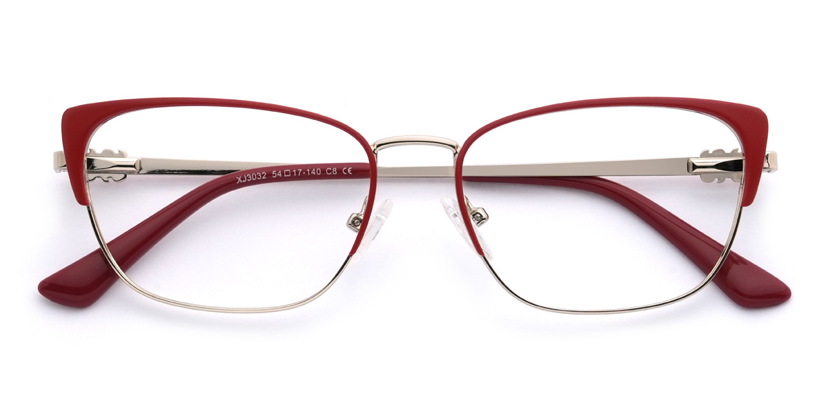 Gold Red Fateema Glasses - Rectangle Glasses