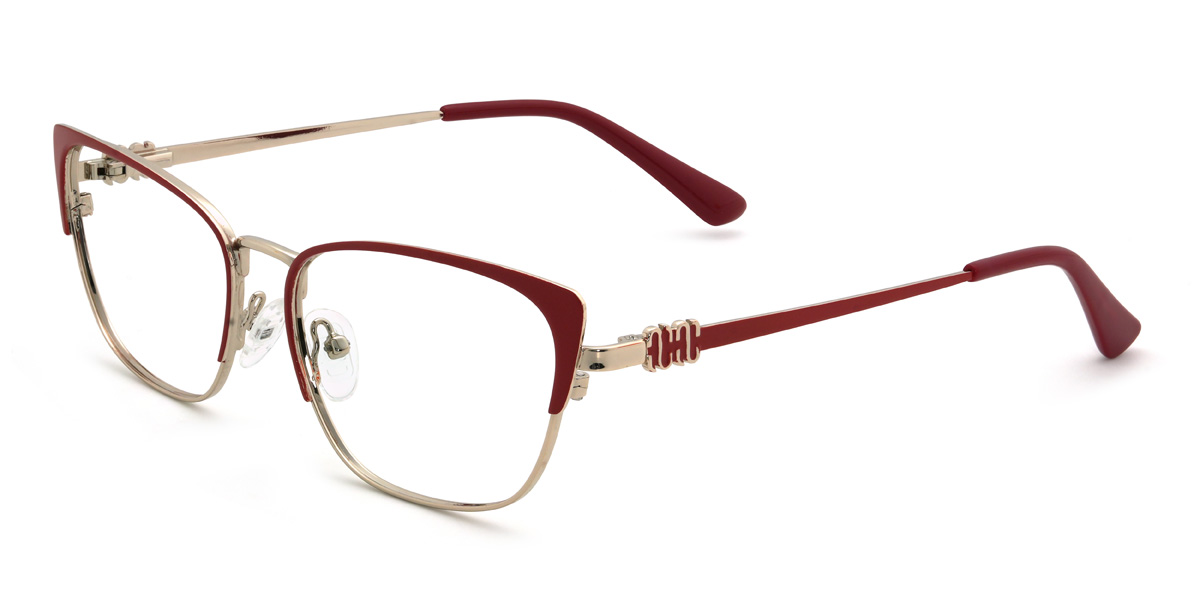 Gold Red Fateema Glasses - Rectangle Glasses