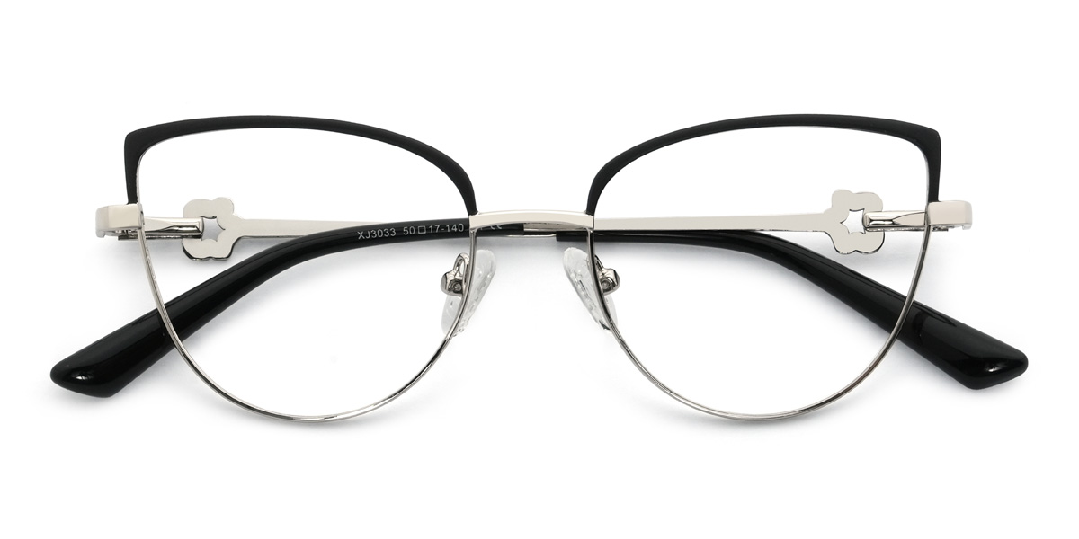Schwarz Silber Qetsiyah Brille - Cat Eye Glasses