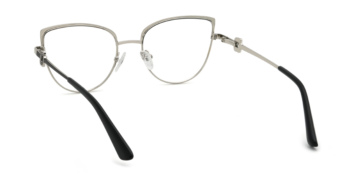 Schwarz Silber Qetsiyah Brille - Cat Eye Glasses