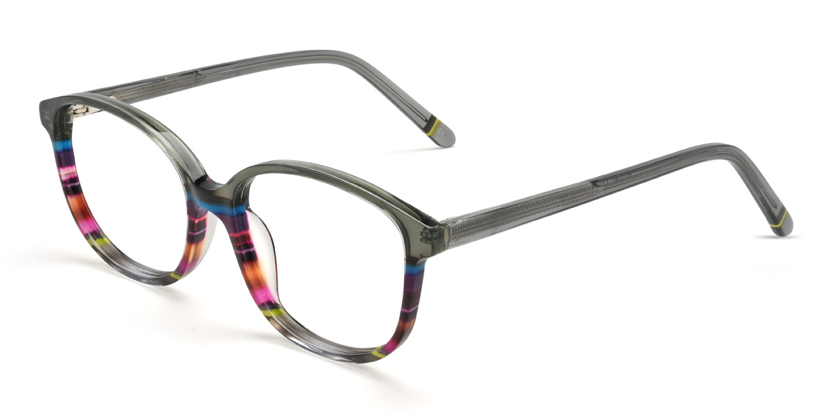Cinza Multicolorido Rudra Óculos - Oval Glasses