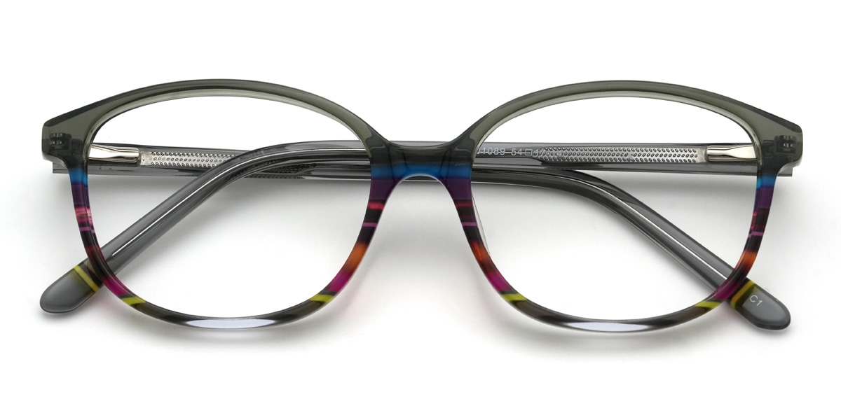 Cinza Multicolorido Rudra Óculos - Oval Glasses