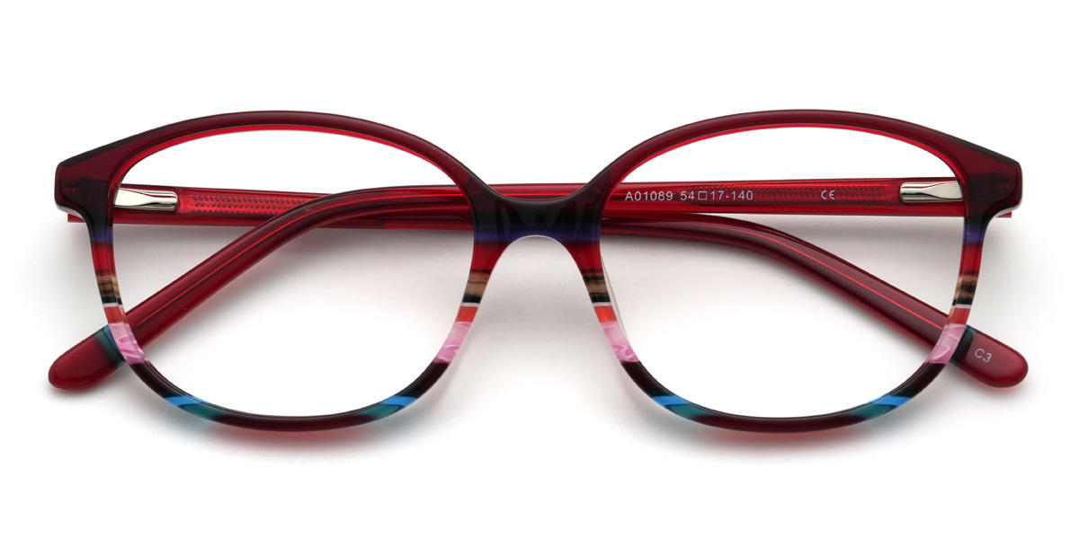 Wine Multicolored Rudra Glasses - Oval Glasses